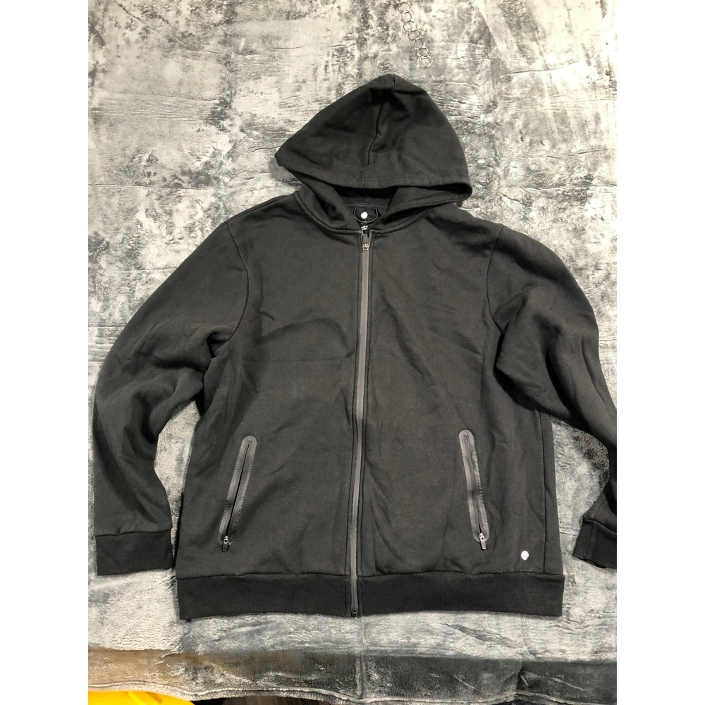Inter American Products Mens XXL Black Full Zip Hoodie Hooded Sweatshirt Jacket
